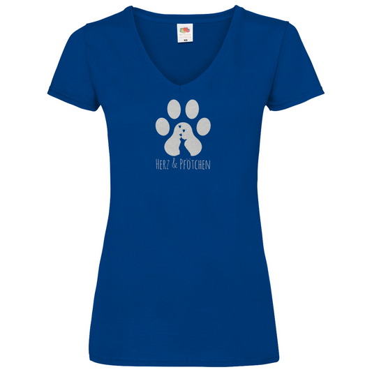 Herz Und Pfötchen - V-Shirt für Damen
