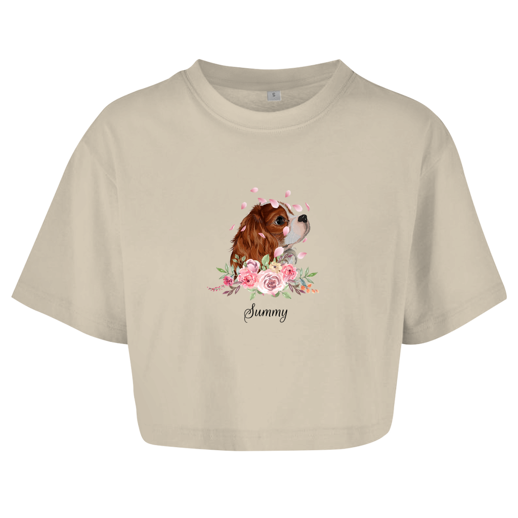 Flower Dog - Oversize Crop Top - Dein Wunschtext