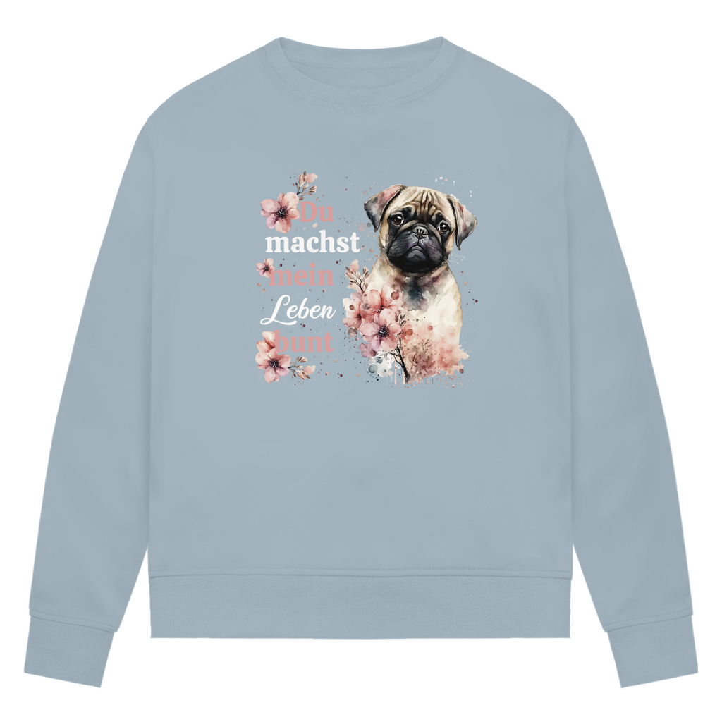 Pastell Mops - Bio-Sweatshirt für Damen