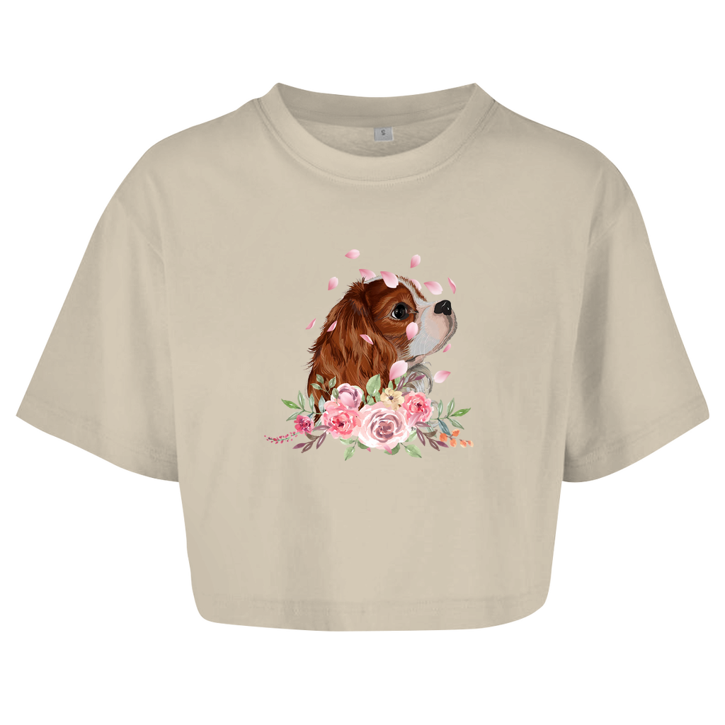 Flower Cavalier King Charles - Oversize Crop Top für Damen