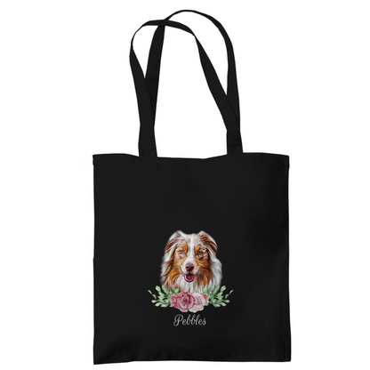 Flower Australian Shepherd - Tragetasche - Dein Wunschtext