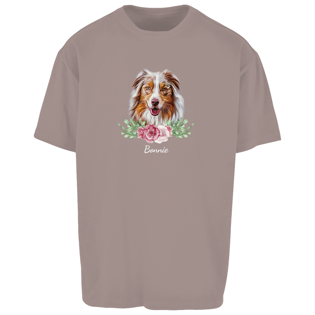 Flower Australian Shepherd - Oversize T-Shirt Unisex-Dein Wunschtext