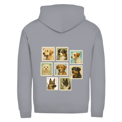Briefmarken- Zipper-Hoodie Unisex