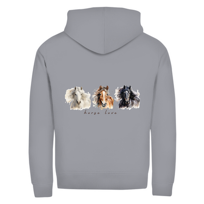 Horse Love- Zipper-Hoodie Unisex | Rückendruck