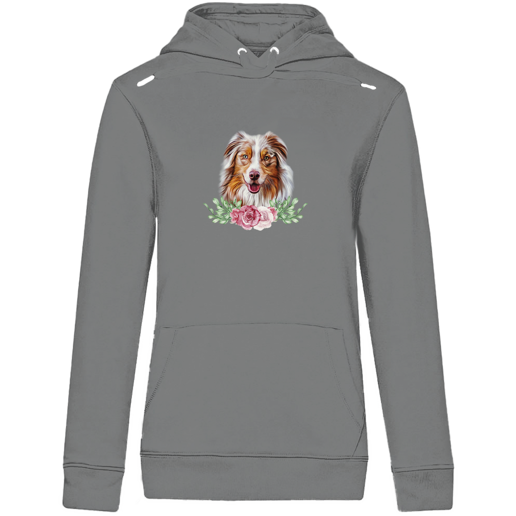 Flower Australian Shepherd - Bio-Hoodie für Damen