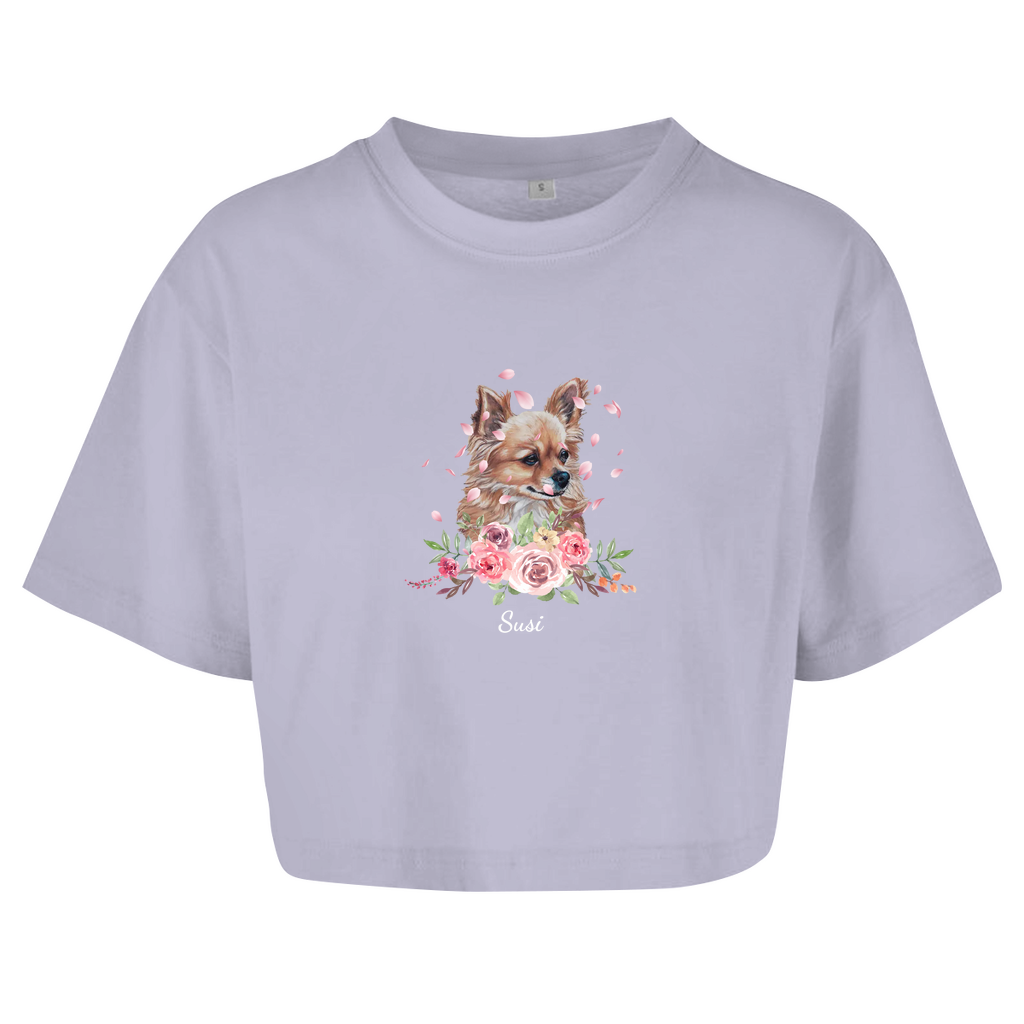 Flower Chihuahua - Oversize Crop Top-Dein Wunschtext