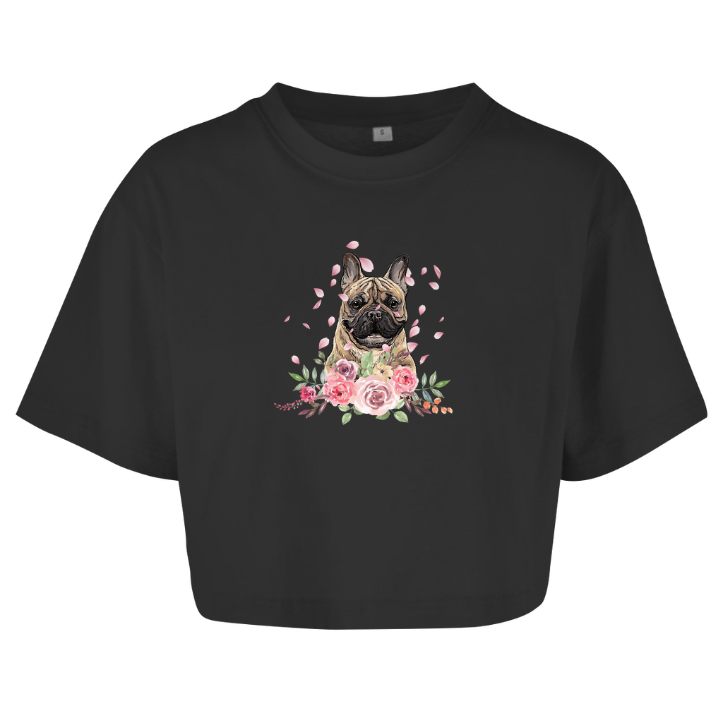 Flower Französische Bulldoge - Oversize Crop Top für Damen