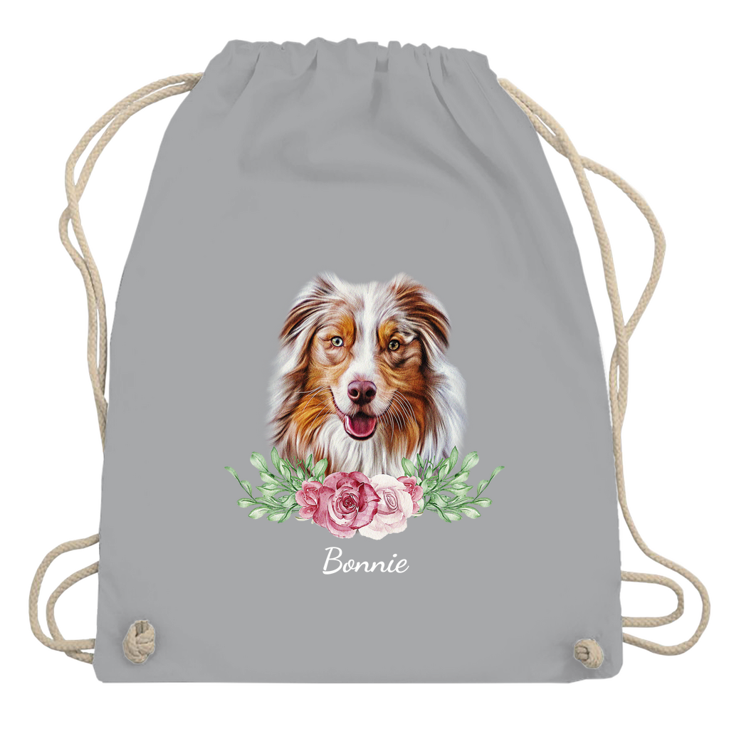 Flower Australian Shepherd - Turnbeutel-Dein Wunschtext