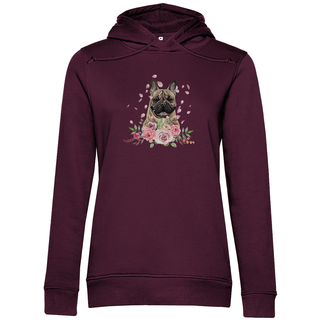 Flower Französische Bulldoge - Bio-Hoodie für Damen