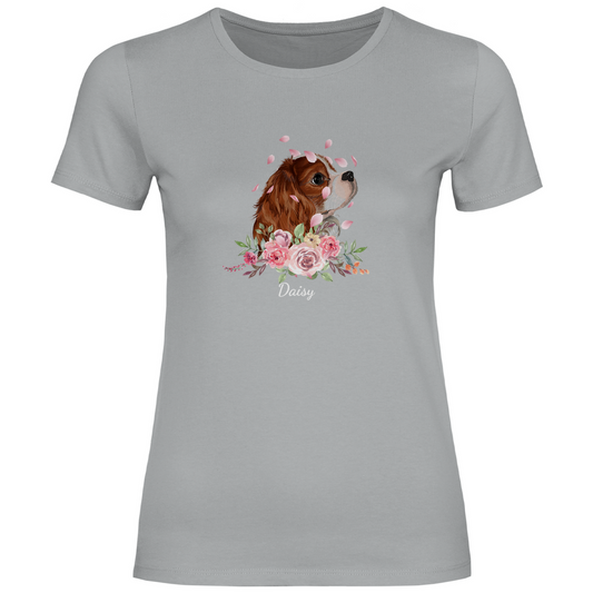 Flower Cavalier King Charles - T-Shirt für Damen-Dein Wunschtext