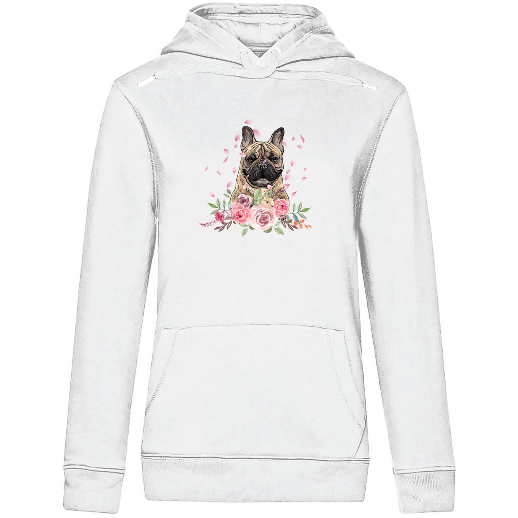 Flower Französische Bulldoge - Bio-Hoodie für Damen