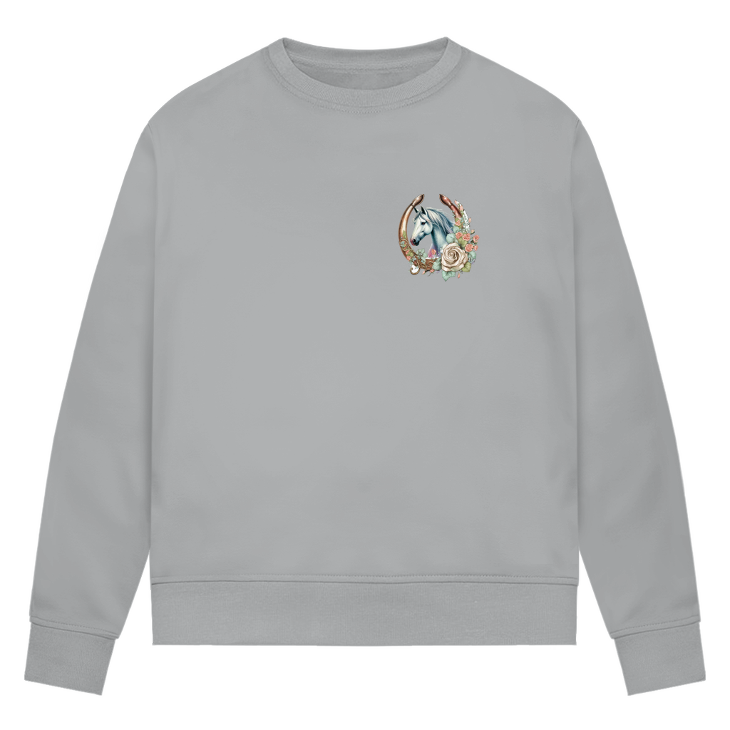 Leidenschaft für Pferde - Bio-Sweatshirt für Damen |Brustmotiv