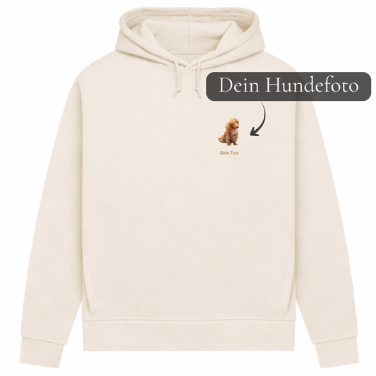 Personalisiertes Hunde Bio-Hoodie für Damen mit Foto | Brustdruck